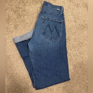 MOTHER High Waisted Rider Ankle Blue Denim 27